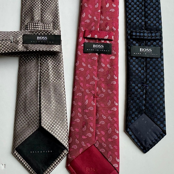 3 Hugo Boss Slim all silk Ties made in Italy 🇮🇹 - Picture 4 of 8